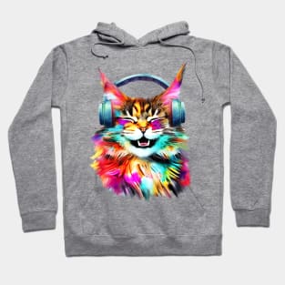 Cat listening to music Hoodie